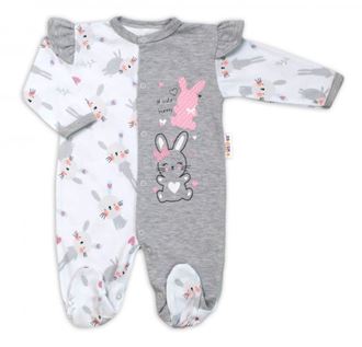 Obrázek z Bavlněný kojenecký overal s volánky Cute Bunny - šedý