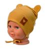 Obrázek z Bavlněná dvouvrstvá čepice s oušky na zavazování TEDDY - hořčicová, Baby Nellys