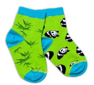 Obrázek z Bavlněné veselé ponožky Panda - zelené