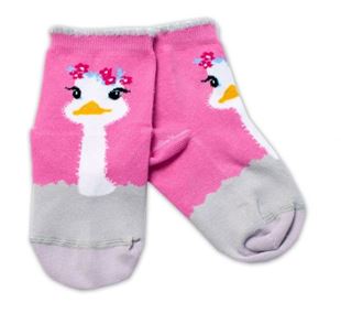 Obrázek Bavlněné ponožky Pštros - tmavě růžové