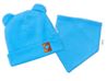 Obrázek z Žebrovaná dvouvrstvá čepice s oušky + šátek TEDDY - modrá