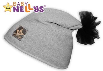 Obrázek z Bavlněná čepička Tutu květinka Baby Nellys ® - šedý melír, 48-52, 2-8let