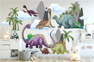 Obrázek Samolepka na zeď Dinosauři a hory
