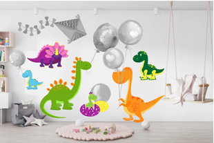 Obrázek Samolepka na zeď Dino a balónky