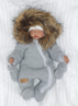 Obrázek z Z&Z Zimní kombinéza s kapucí a kožešinou + rukavičky, šedá