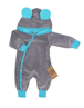 Obrázek z Z&Z Velurový kojenecký overálek s kapucí a oušky - tyrkysovo,šedý