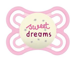 Obrázek Symetrický dudlík Perfect Night Girl, svítící - Sweet dreams, růžová, 0m +