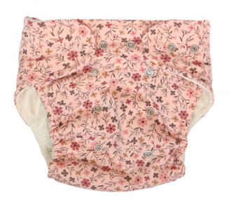 Obrázek z Látková plenka EKO sada - kalhotky + 2 x plenka, Květinka, vel. 5 - 14 kg růžová