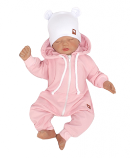 Obrázek Dětský teplákový overálek s kapucí, růžový