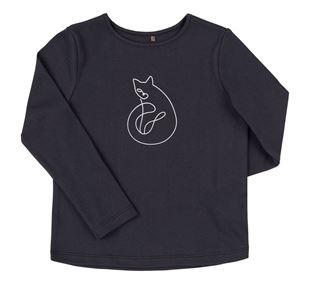 Obrázek Dívčí tričko s dlouhým rukávem Kočka Černá