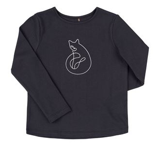 Obrázek z Dívčí tričko s dlouhým rukávem Kočka Černá