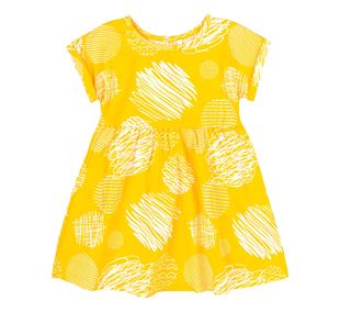 Obrázek Dívčí letní šaty s krátkým rukávem Kruhy Žlutá