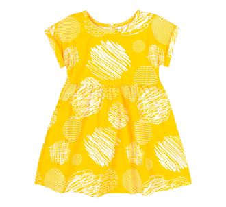 Obrázek z Dívčí letní šaty s krátkým rukávem Kruhy Žlutá