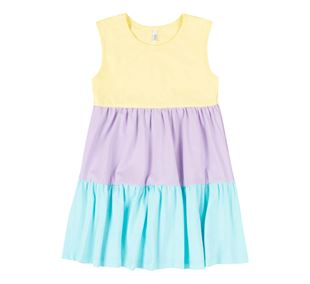 Obrázek Dívčí letní šaty bez rukávu Pruhy Žlutá-Fialová-Mátová
