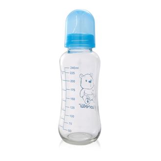 Obrázek z Skleněná lahvička Lorelli pro kojené děti 240 ML BLUE
