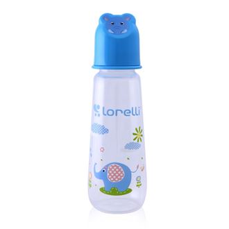 Obrázek z Kojenecká lahvička Lorelli 250 ML s víkem ve tvaru zvířete BLUE
