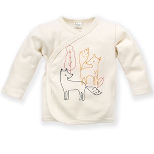 Obrázek Dětské tričko s dlouhým rukávem na zapínání Secret Forest Lišky Ecru