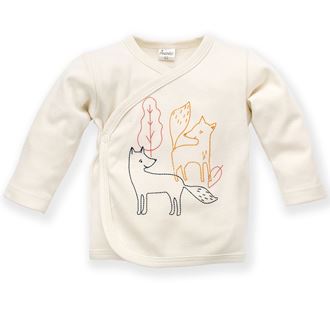 Obrázek z Dětské tričko s dlouhým rukávem na zapínání Secret Forest Lišky Ecru