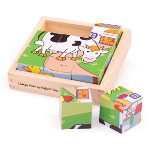 Obrázek Dřevěné obrázkové kostky kubusy - Zvířátka - 9 kostek