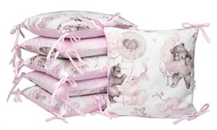 Obrázek Bavlněný polštářkový mantinel , Zvířátka na mráčku, růžová/bílá
