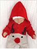 Obrázek z Dětský pletený Vánoční overálek s kapucí a knoflíčky Baby Sob, červený