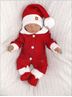Obrázek z 3 - dílná pletená souprava, kabátek, kalhoty a botičky Baby Santa, červená