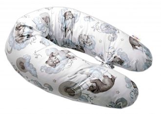Obrázek z Kojící bavlněný polštář - relaxační poduška , Zvířátka na mráčku, modrý