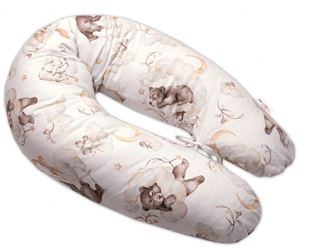 Obrázek Kojící bavlněný polštář - relaxační poduška , Zvířátka na mráčku, béžový