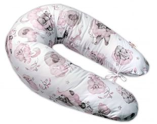 Obrázek Kojící bavlněný polštář - relaxační poduška , Zvířátka na mráčku, růžový