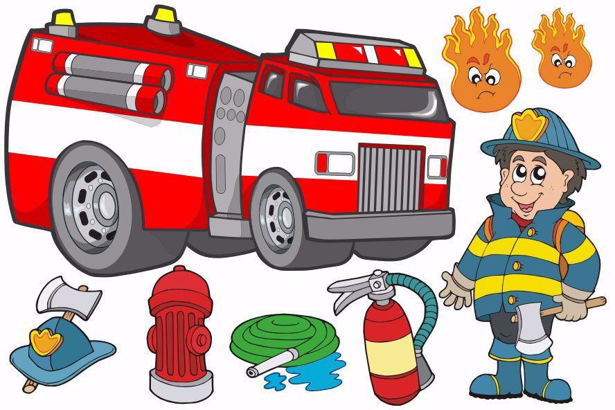 Hasič a hasičské auto samolepka na zeď. Bambulin.cz - hračky, potřeby a  vybavení pro děti