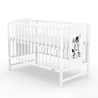 Obrázek z Dětská postýlka New Baby POLLY Zebra se stahovací bočnicí bílá