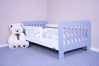 Obrázek z Dětská postel se zábranou New Baby ERIK 160x80 cm bílo-šedá