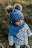 Obrázek z Zimní čepice s kožešinovými bambulemi + šál Star - modrá, 6/24 měsíců