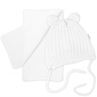 Obrázek z Zimní čepice na zavazování s bambulky + šál, - bílá