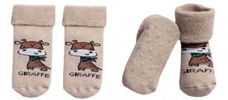 Obrázek z Kojenecké froté ponožky s ABS Giraffe, , béžové