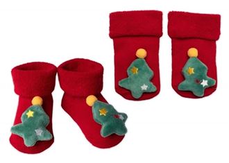 Obrázek z Kojenecké vánoční froté ponožky Stromeček, , červené