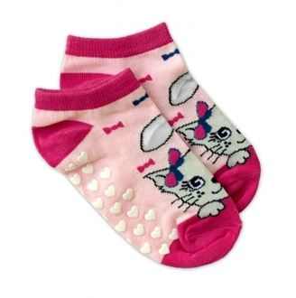 Obrázek z Dětské ponožky s ABS Kočka - sv. růžové
