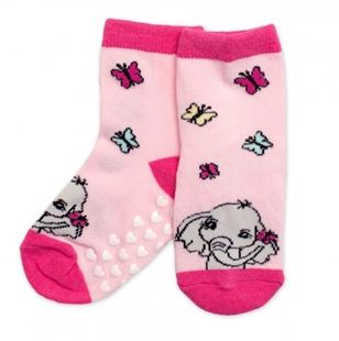 Obrázek Dětské ponožky s ABS Slůně - růžové