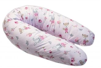 Obrázek z Kojící bavlněný polštář - relaxační poduška Liška a zajíc, růžový