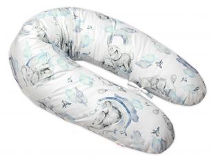 Obrázek Kojící bavlněný polštář - relaxační poduška , Slon a Duha, modrý