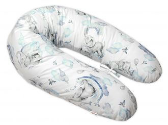 Obrázek z Kojící bavlněný polštář - relaxační poduška , Slon a Duha, modrý