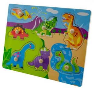 Obrázek Dřevěné zábavné puzzle vkládací 30x22,5cm - Dinosauři