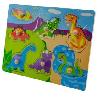 Obrázek z Dřevěné zábavné puzzle vkládací 30x22,5cm - Dinosauři