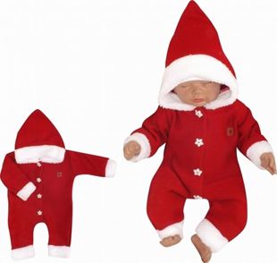 Obrázek Dětský pletený overálek s kapucí Baby Santa, červený
