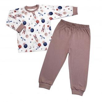 Obrázek z Dětské pyžamo 2D sada, triko + kalhoty, Cosmos, , béžová/bílá