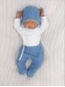 Obrázek z 5 - dílná pletená kojenecká soupravička s šátkem - modrá, bílá