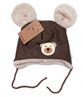 Obrázek z Pletená zimní čepice s kožíškem a šátkem Teddy Bear, , hnědá