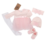 Obrázek z 5 - dílná soupravička sukničkobody, punčochy, čepička, čelenka, botičky - růžová