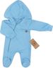 Obrázek z Dětský teplákový overálek se šlapkama, kapucí a kapsičkou, modrý
