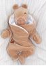 Obrázek z Zimní kojenecký velurový overal s bavlněnou podšívkou - béžový